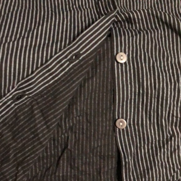 Sweet Mustard Smock Blouse Black with Gray Stripes - Picture 5 of 7